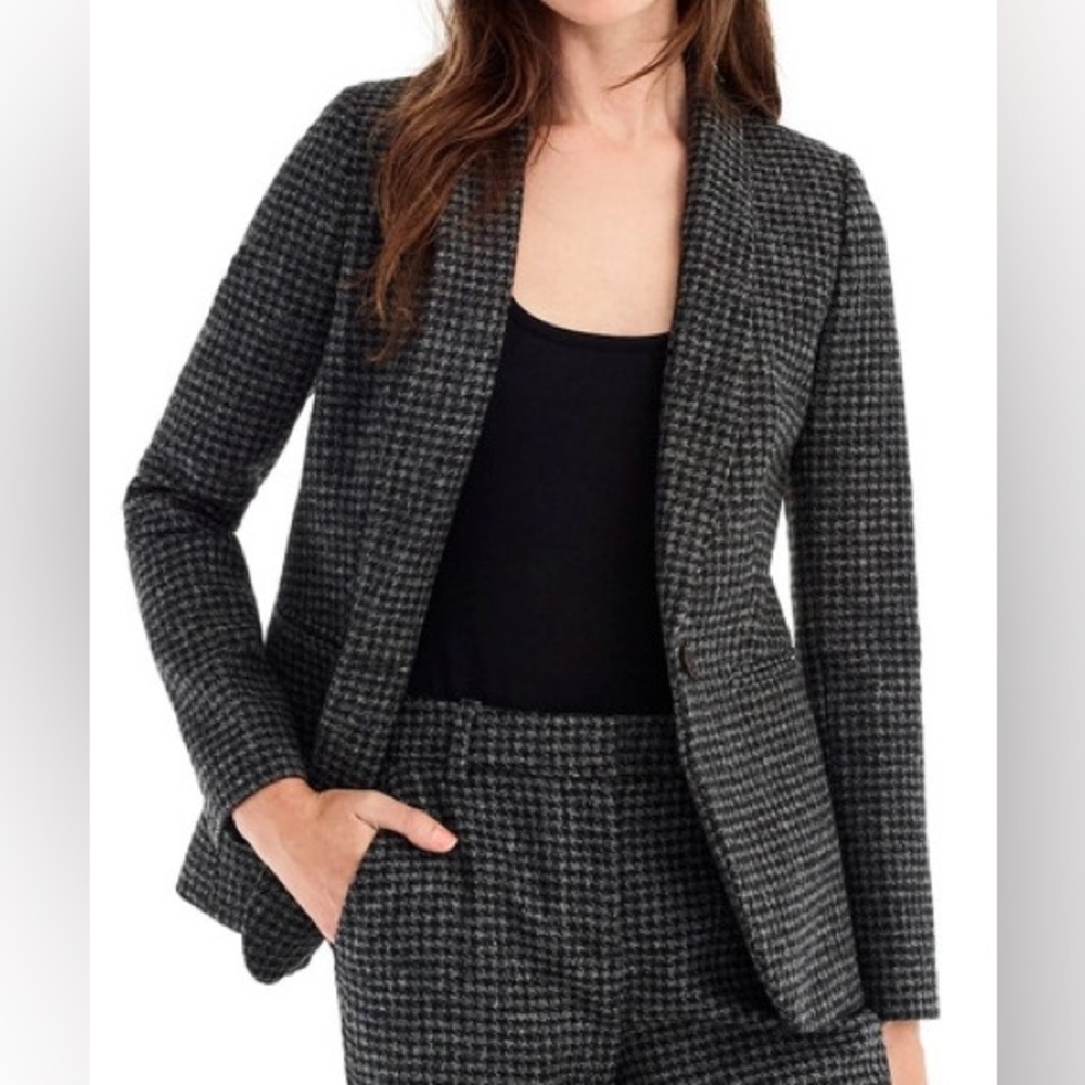 J. Crew Gray Houndstooth Blazer